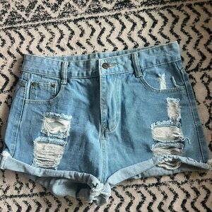 SHEIN Denim Distressed Women Shorts
